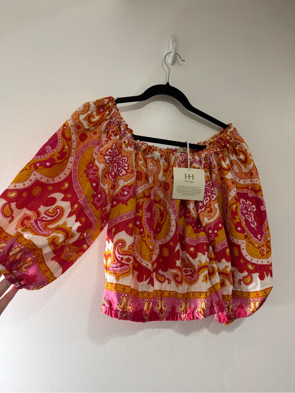 NWT Haute Hippie Linen Women Sz S Bohemian Feminine Paisley Festival Indie Crop